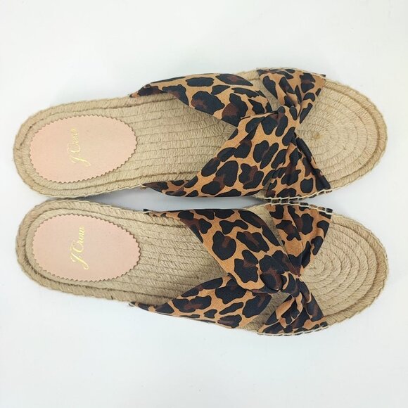 J. Crew Women's Leopard Print Brown Fabric Sandals Size 9.5 - Picture 4 of 9